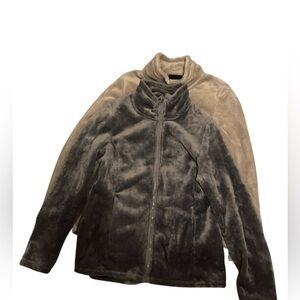 Women's Plush Teddy Jacket - Dark Purple and Light Purple